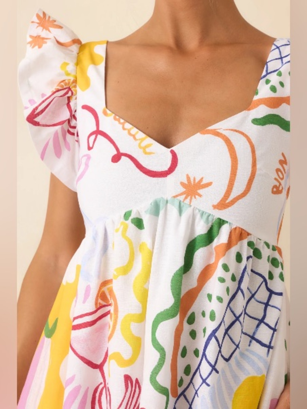 NWT PROSPERINA ALAINA MULTI PRINT LINEN BLEND MINI DRESS SZ XS - Picture 4 of 7
